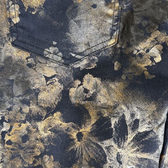 Free People Inferno Flare Black and Gold Patterned Stretch Pants Size 30 - Picture 15 of 15